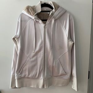 Athleta lined fur hoodie, cream size large